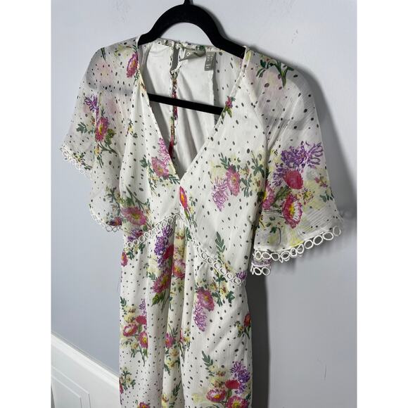 ASOS, Size 8, White Floral Dress, High-Low, Statement, Open Back, Lightweight - Picture 2 of 8